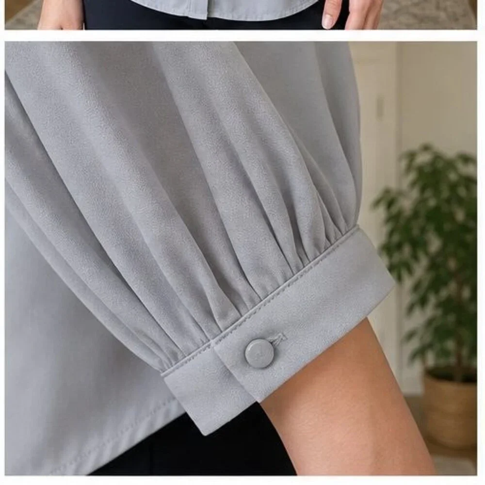 Gray Pleated Blouse - Picture 5 of 6